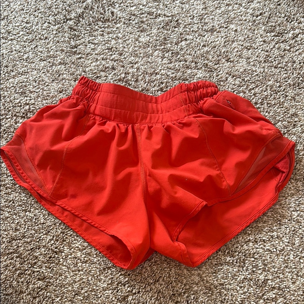 Women's Red Athletic Shorts, 2.5 inch, low rise
